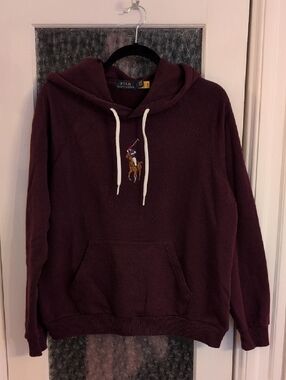 Polo by Ralph Lauren Burgundy Hooded Sweatshirt with Embroidered Pony